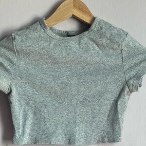 SHEIN Gray Green Fitted Crop T-Shirt Short Sleeve